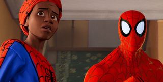 Miles Morales and Peter Parker in Into the Spider-Verse