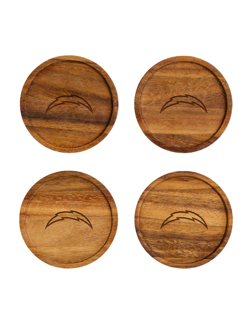 NFL Los Angeles Chargers Tondo Acacia Wood Coasters, Set of 4