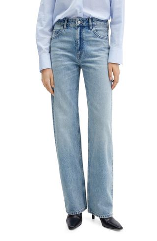 Mid Rise Straight Leg Jeans