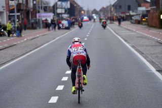 This is the view of Luca Paolini the peloton had for the final six kilometres of the race