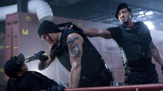 Dolph Lundgren and Sylvester Stallone in The Expendables