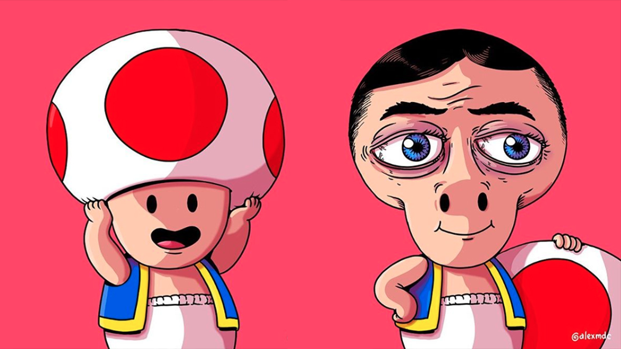 Toad without his hat on