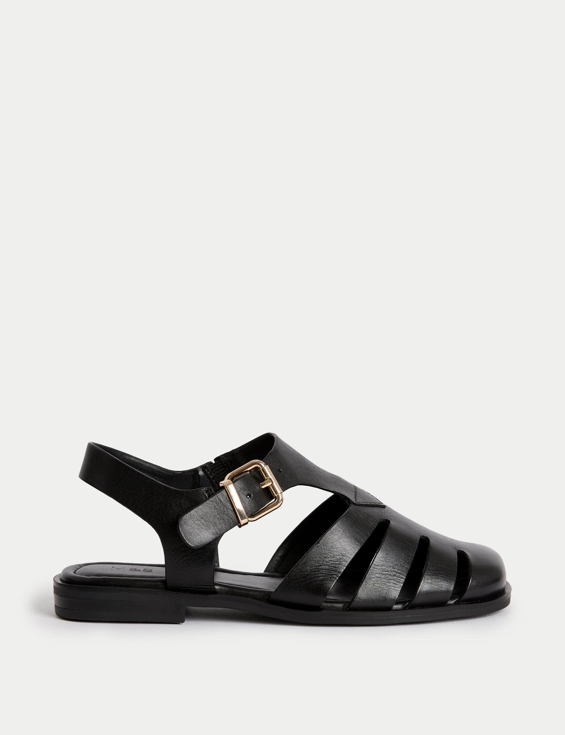 Wide Fit Leather Ankle Strap Flat Sandals