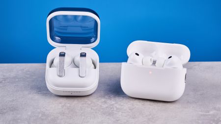 the samsung galaxy buds 4 pro beside the airpods pro 3