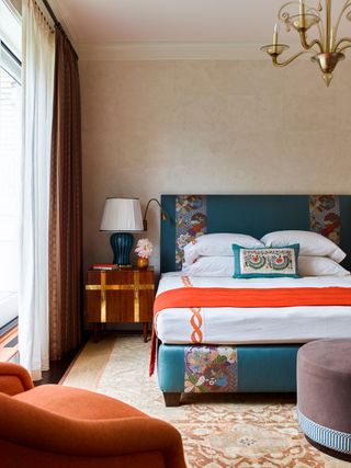 Blue and orange bed