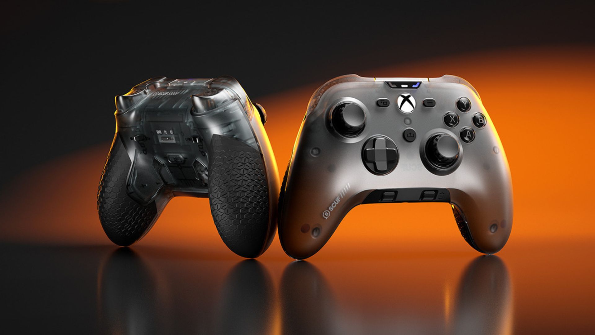 The new Scuf Valor Pro Wireless on a black and orange background