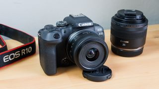 An image of the Canon EOS R10 on a desk