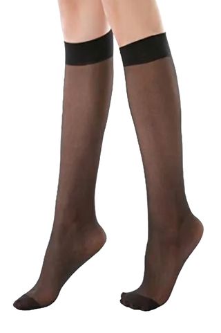 G&y 9 Pairs Knee High Pantyhose With Reinforced Toe - 20d Nylon Stockings for Women,black