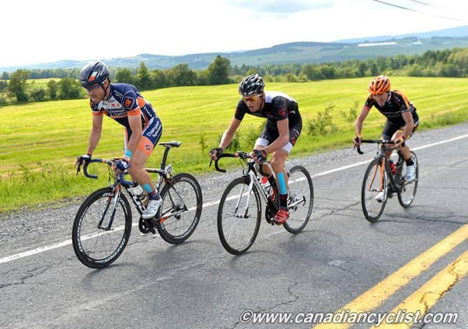 Zach Bell (Champion System Pro Cycling) Antoine Duchesne (Bontrager) and Ryan Anderson (Optum p/b Kelly Benefit Strategies) chase back after Christian Meier (Orica-GreenEdge) attacked