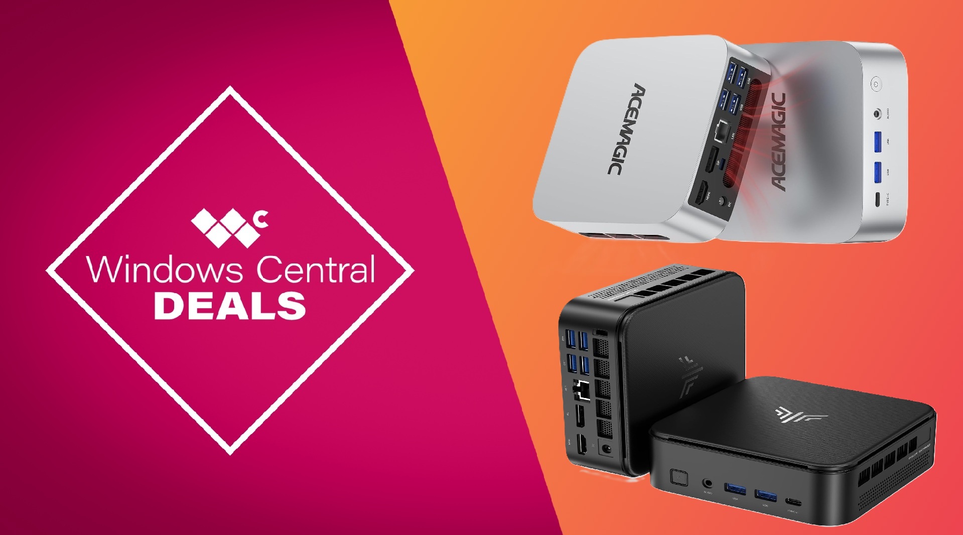 Windows Central promotional deal banner for the Ace M1 and Kamrui E3B Mini PC