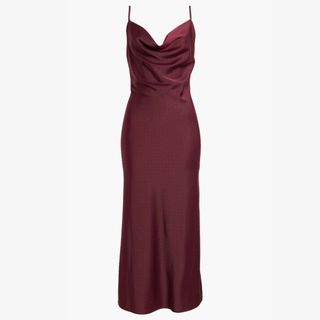 Burgundy satin slip dress