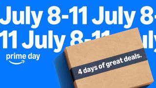 Amazon Prime Day 2025 dates on a branded blue Amazon background