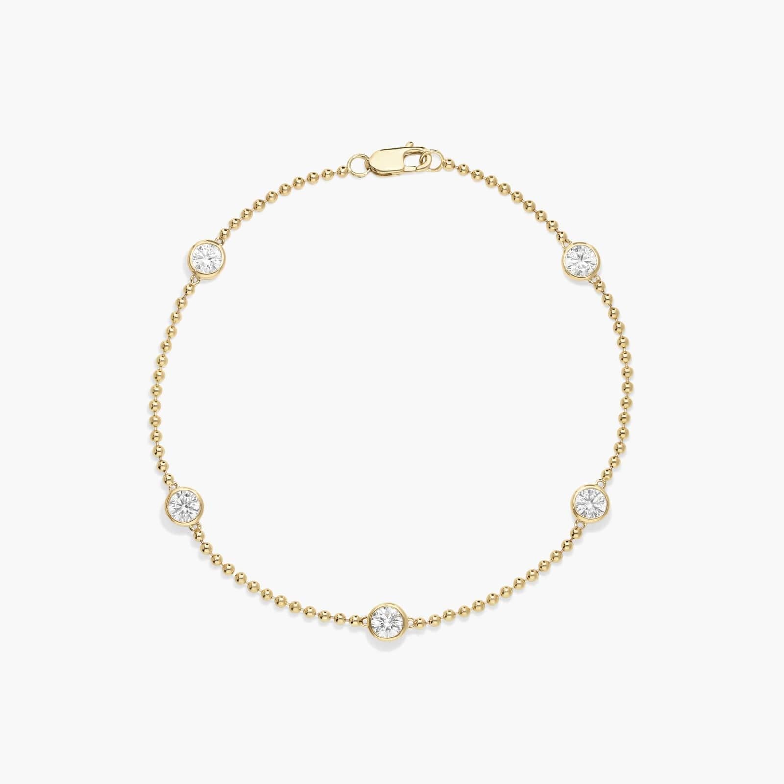 James Allen, Bezel Beaded Station Bracelet With 1 CTW Round Cut Lab-Grown Diamonds in 14K Yellow Gold