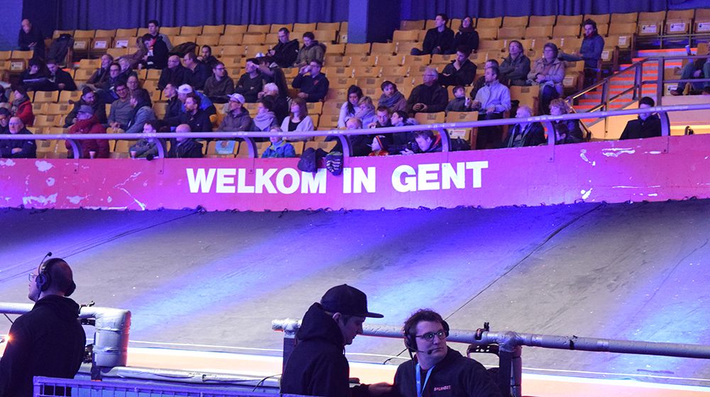 The rider sign-on for Omloop Het Nieuwsblad took place inside the historic t'Kuipe velodrome in Gent