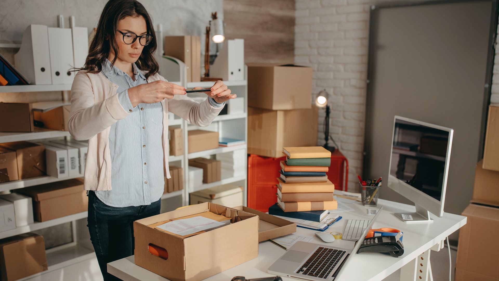 How To Sell Books online - Woman packaging up books
