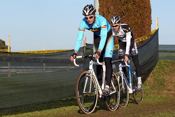 Belgium's Wietse Bosmans pre-rides the course in Rome