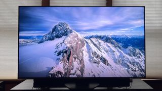 Hisense U8QG showing image of mountain range