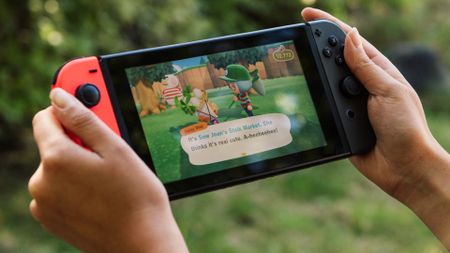 Nintendo Switch running Animal Crossing