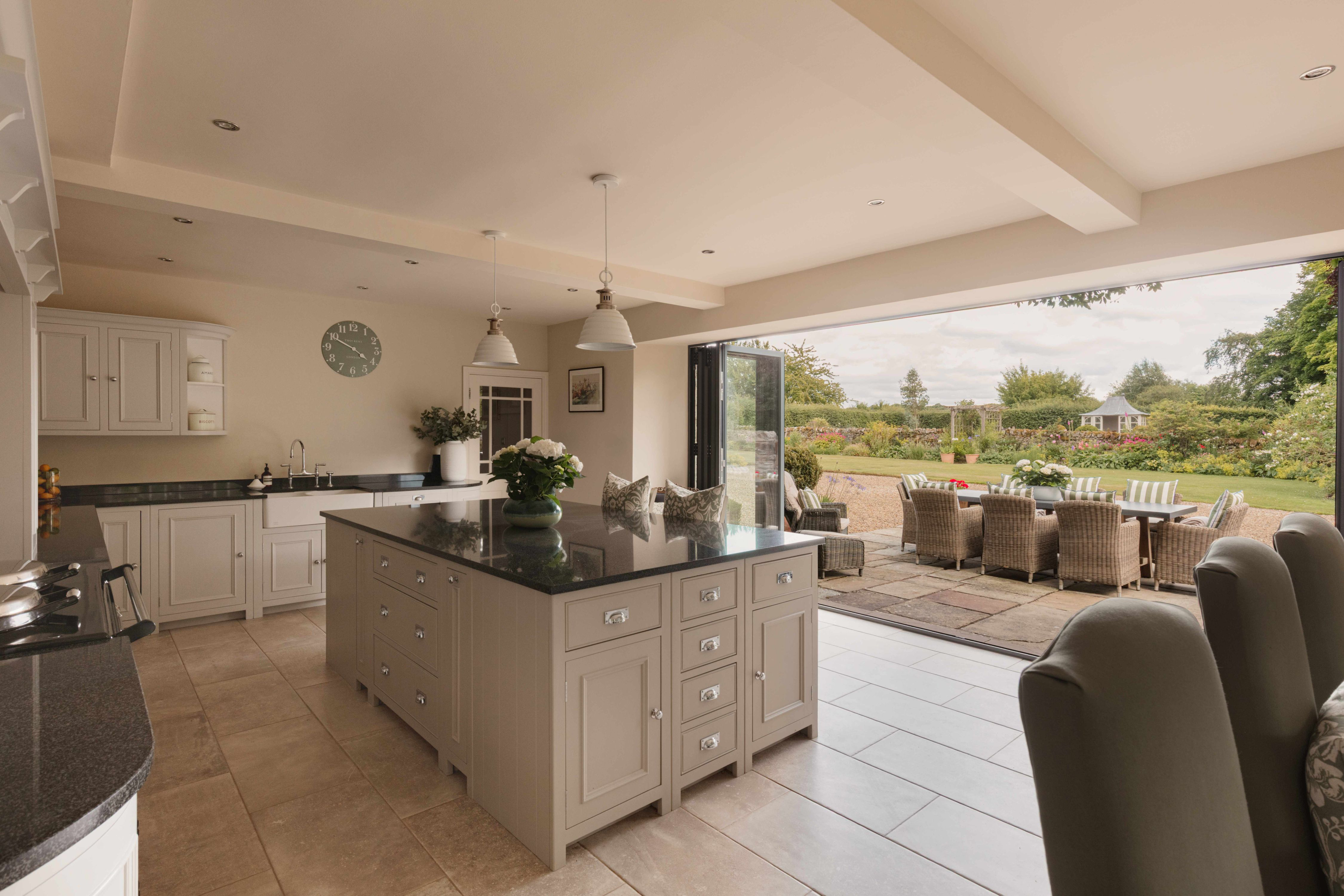 Photos of kitchen and outside of house at Low House, Slaley, Hexham, Northumberland.