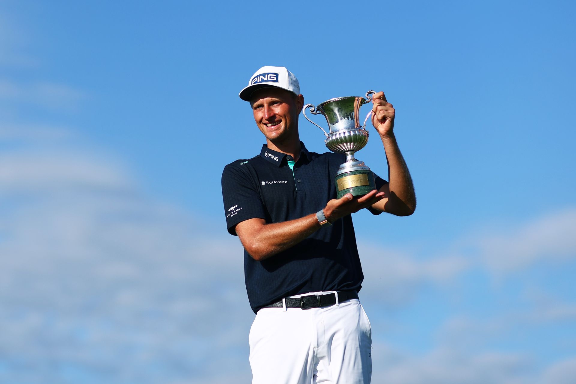 Adrian Meronk holds the Italian Open trophy