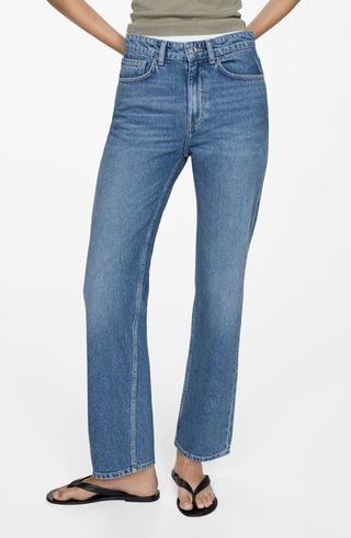 Mid Rise Straight Leg Jeans