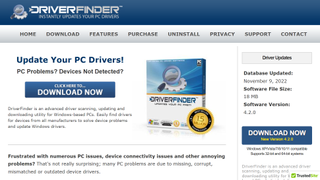 Website screenshot of Driver Finder