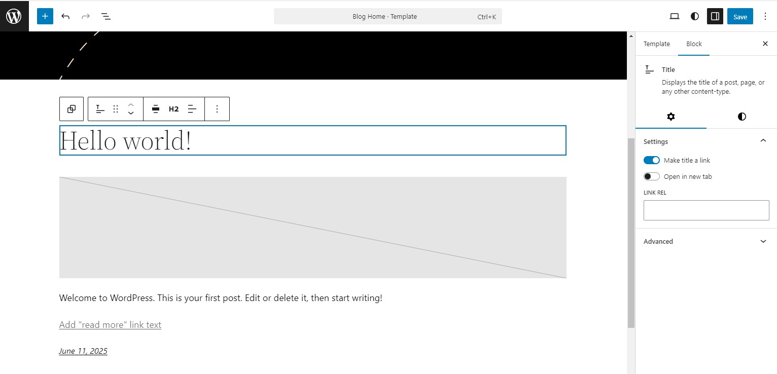 A blank WordPress site