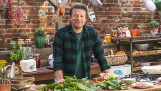 Jamie Oliver cooking for his new show Jamie Cooks Spring 