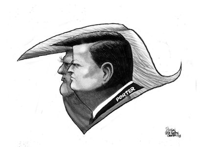Political cartoon U.S. Trump Rob Porter domestic abuse cover-up