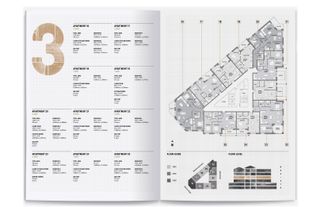 Brochure shows an annotated building floorplan