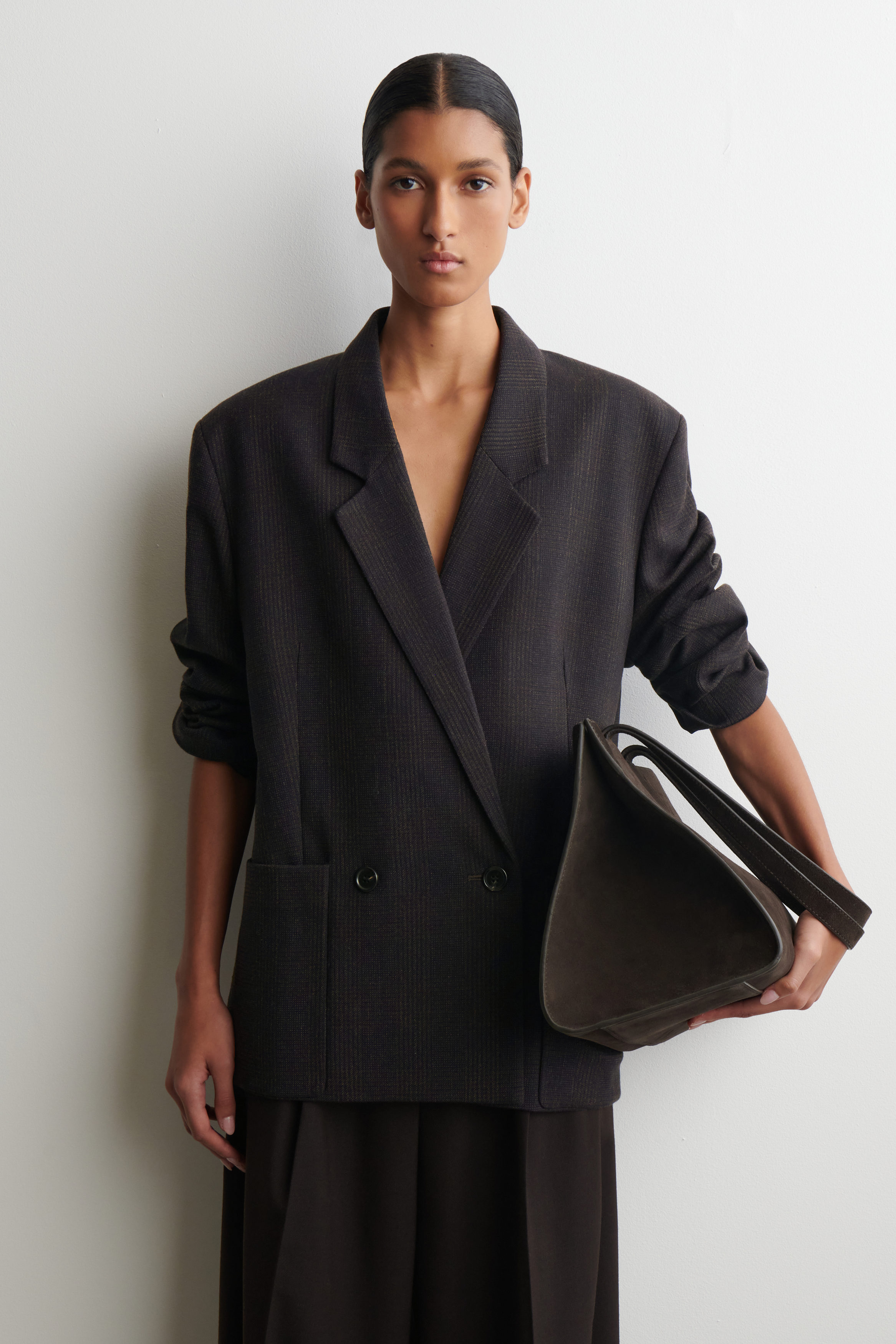 Checked Double-Breasted Blazer