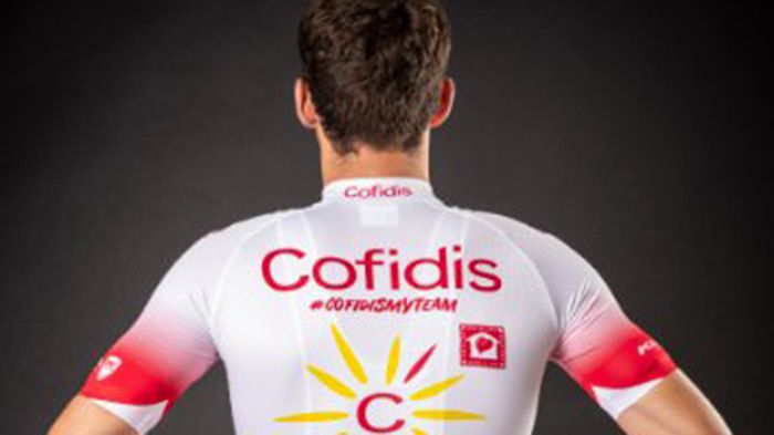 The 2019 Cofidis jersey has the team's #cofidismyteam hashtag on the rear