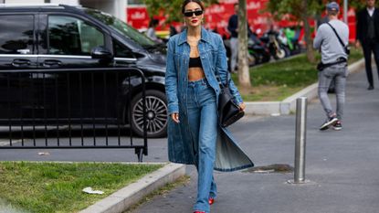 Street style in double denim GettyImages-1686243982