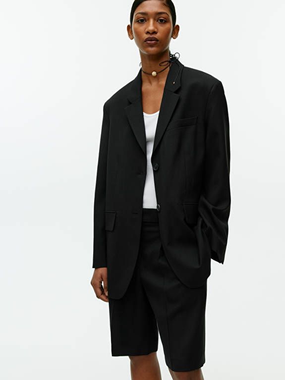 Arket black hopsack blazer