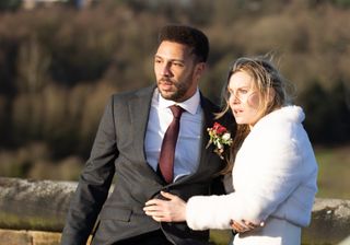 Emmerdale Billy and Dawn hostage on their wedding day. 