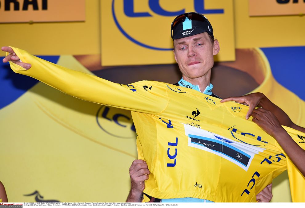 Tony Martin (Etixx QuickStep) pulls on yellow