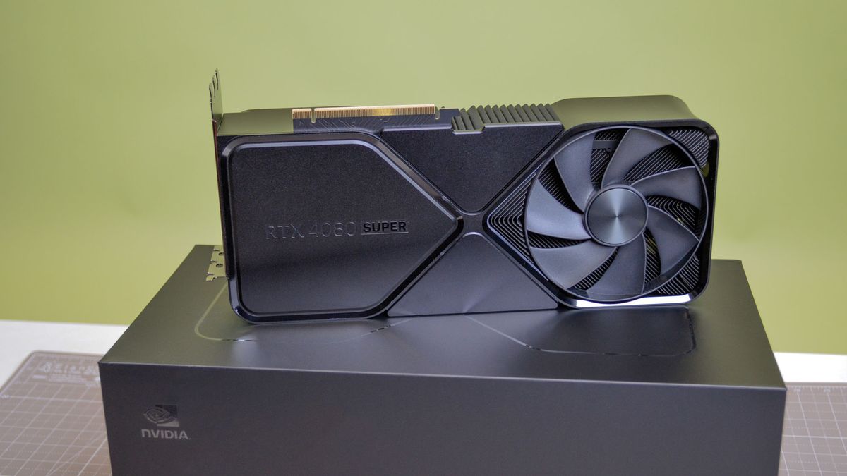 An Nvidia GeForce RTX 4080 Super on a desk