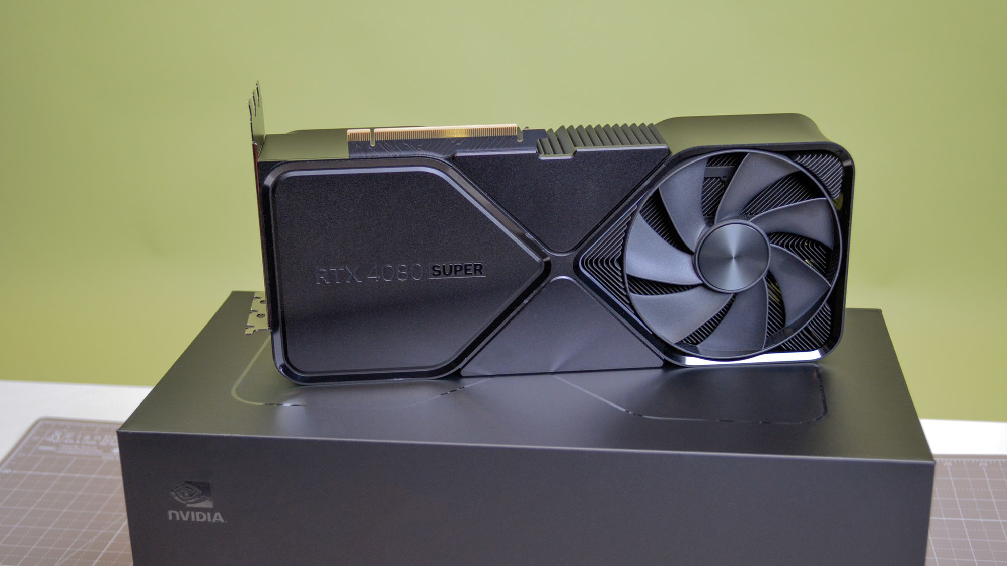An Nvidia GeForce RTX 4080 Super on a desk