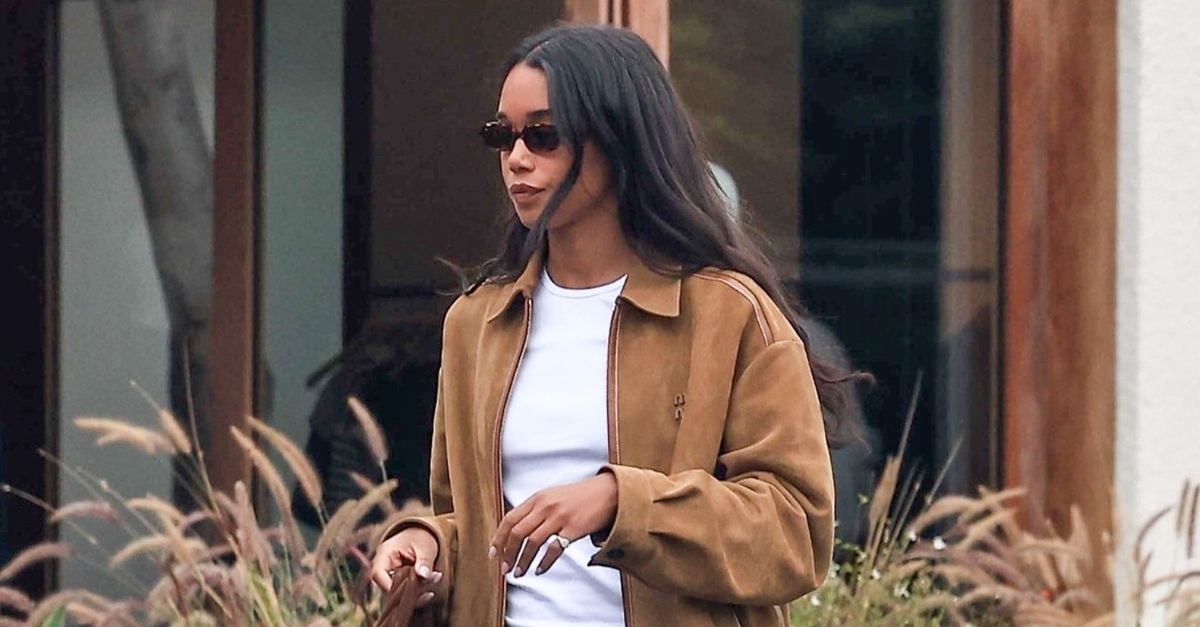 Laura Harrier Made Her Baggy Jeans Look so Polished With Leather Loafers