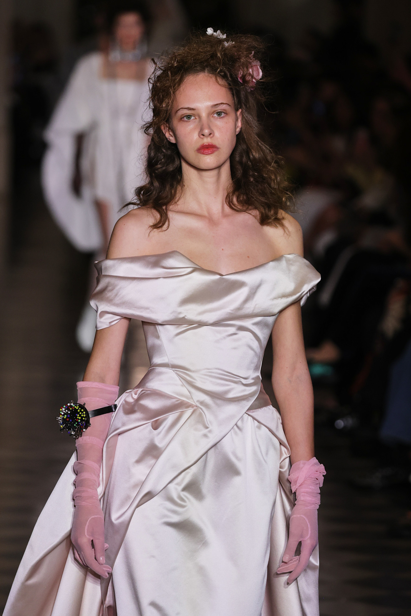 Model wearing Vivienne Westwood Bridal wedding dress.