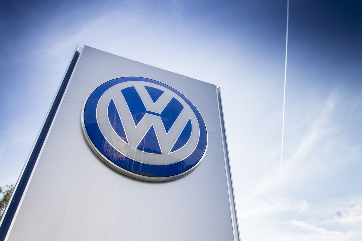 Volkswagen logo on a sign