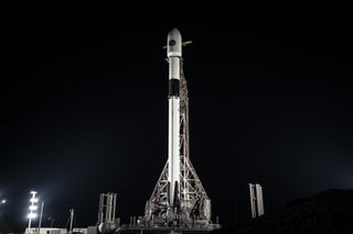 A new SpaceX Falcon 9 rocket carrying the classified NROL-87 satellite for the U.S. National Reconnaissance Office stands atop Space Launch Complex 4E at Vandenberg Space Force Base in California ahead of a planned Feb. 2, 2022 launch.