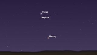 A conjunction between Venus and Neptune in the early morning April 9, 2019, over Buenos Aires.