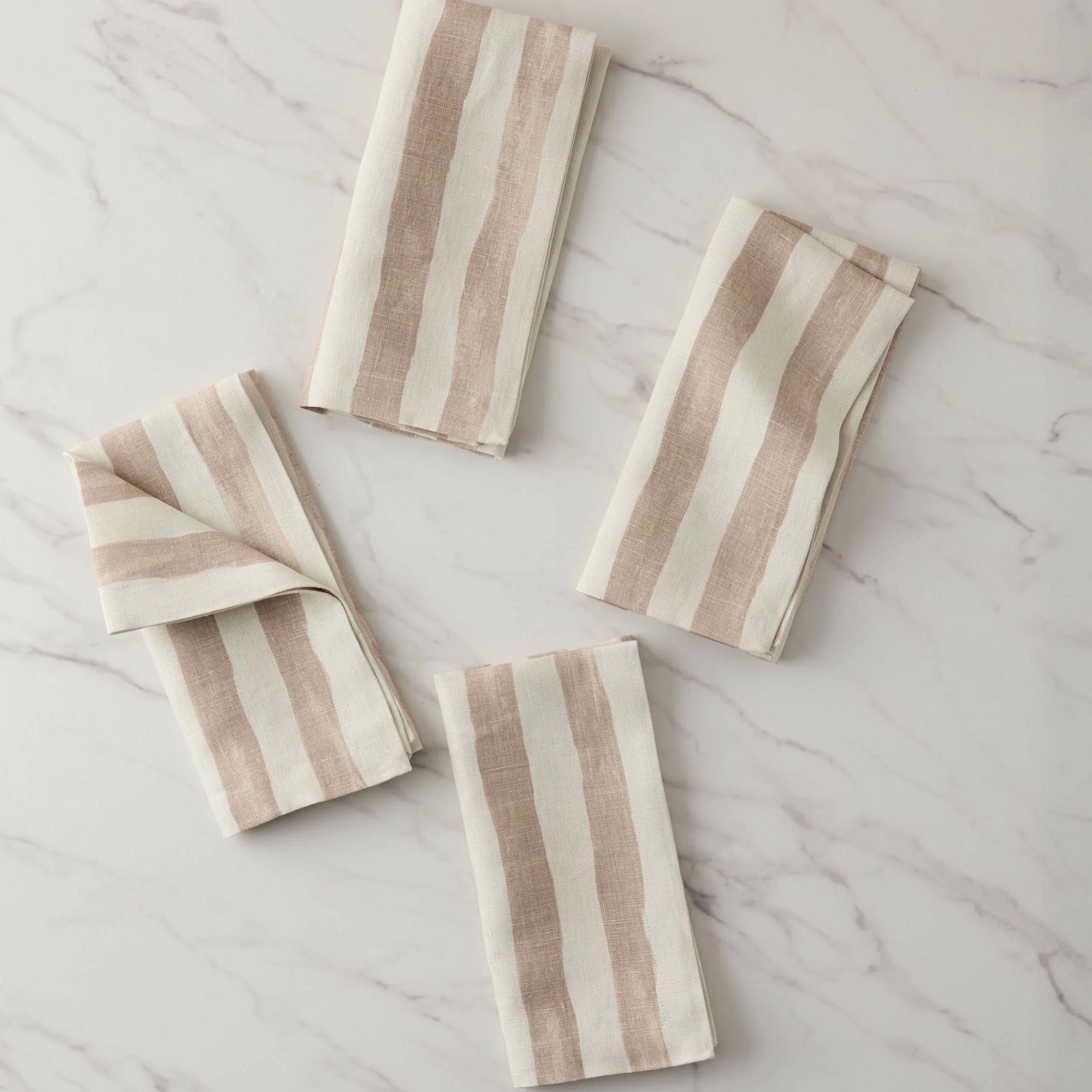 Linen napkins with taupe and white stripe