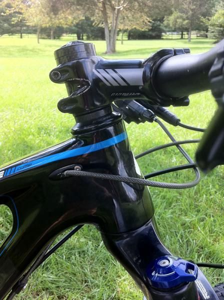 We could have made the already low front end of this 29er even lower by dropping another spacer
