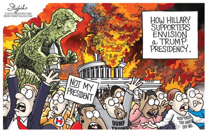 Political cartoon U.S. Trump presidency Democrats POV