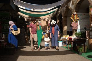 The Lonergans with Cozimo (Simon Callow) in Morocco in happier times.