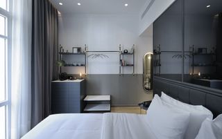 Modern suite with dull lighting