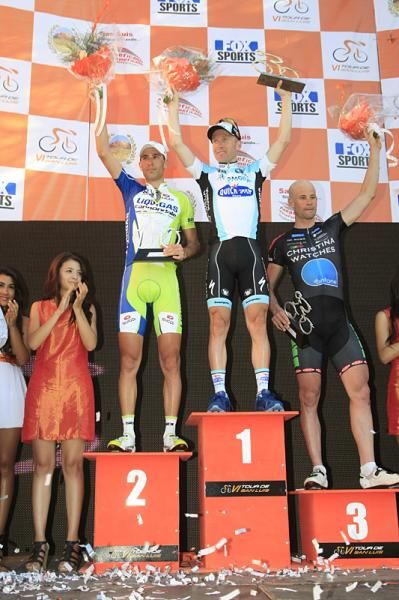 The podium after the time trial