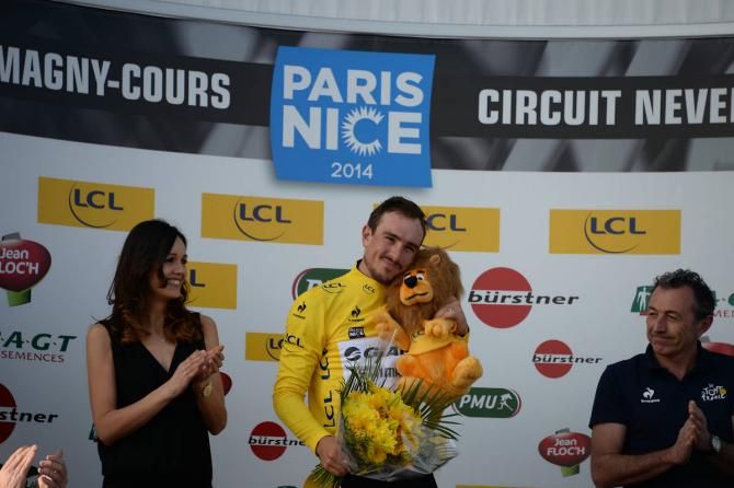 New race leader John Degenkolb likes his podium plushie